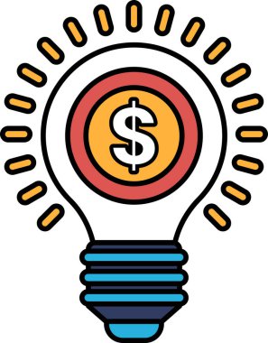 İçinde dolar işareti olan bir ampul.