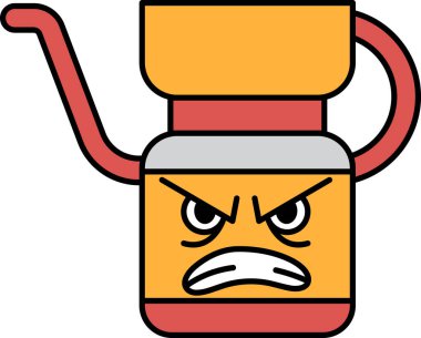 Suratı asık ve kızgın bir ifadeyle karikatür gibi bir kahve demliği.