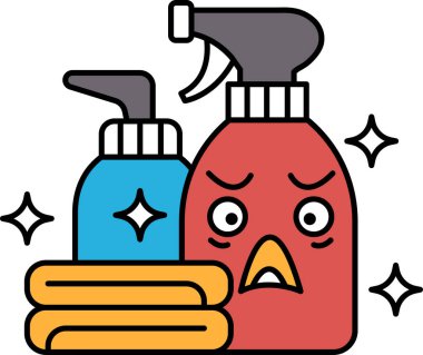 Bir sprey şişesi ve kırmızı kapaklı mavi bir şişe.