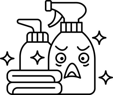 Bir şişe ve sprey şişesinin karikatürsel görüntüsü.
