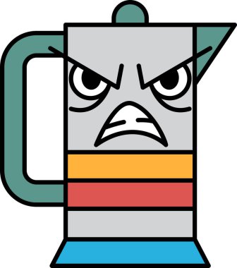 Yüzünde kızgın bir ifade olan bir çizgi film karakteri.