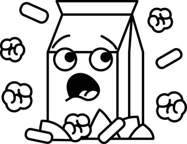 Bir çizgi film karakteri kutudan patlamış mısır yiyor.