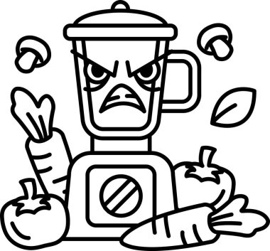 Kızgın görünümlü bir blender karikatürü.
