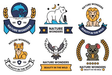 A Set of illustrations in the concept of wild animals in line art style clipart