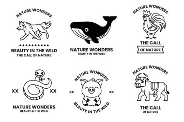 A Set of illustrations in the concept of wild animals in line art style clipart