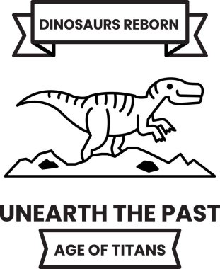 Bir dinozor, işaret çizimleri tarzında kayalık bir yüzeyde yürüyor.