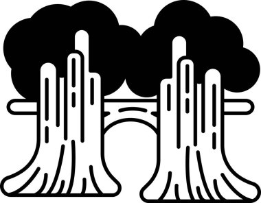 Aralarında köprü olan iki ağaç.