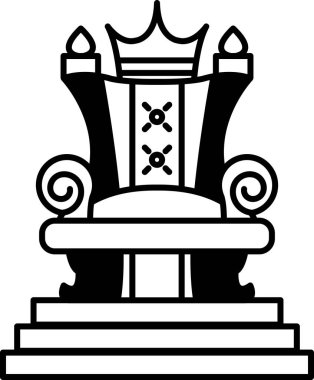 Üzerinde taç olan bir tahtın karikatür çizimi.