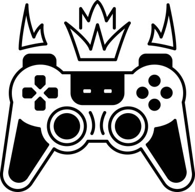 Üzerinde taç olan ve içinden alevler çıkan bir bilgisayar oyunu denetleyicisi.