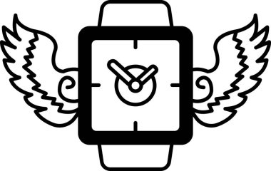 Yüzü ve kanatları olan bir saat.