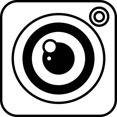 Merkezinde beyaz bir daire olan bir kamera lensinin siyah beyaz fotoğrafı. Mercek görüntünün ana odak noktası, beyaz daire de kameranın görüş açısını temsil ediyor.