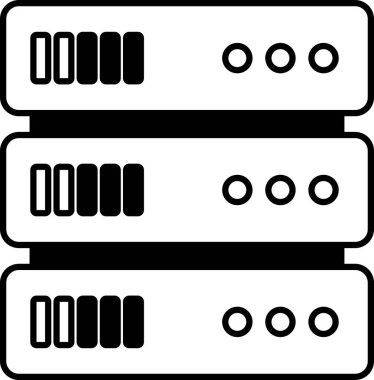 Üç sunucu üst üste istiflenmiş. Sunucular siyah ve beyaz.