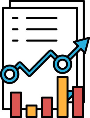 Yukarı bakan mavi oklu bir grafik bir kağıt parçasının üzerindedir. Grafik üç çubuktan oluşuyor, ortadaki ise en uzun olanı.