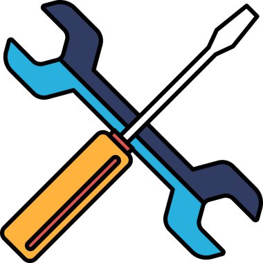 Bir İngiliz anahtarı ve bir tornavida birlikte gösterilir.