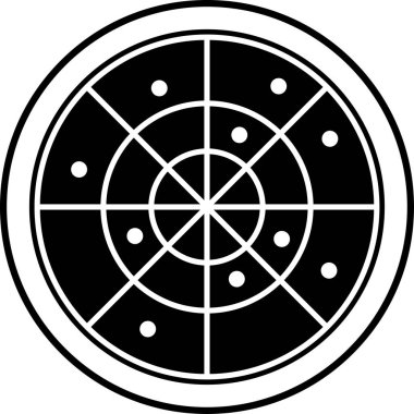 Beyaz kenarlı ve siyah çizgili bir daire.