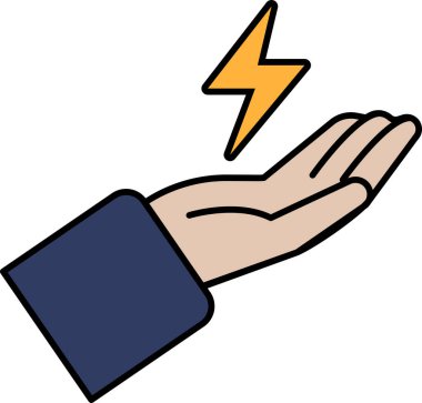 Yıldırım tutan bir el. Güç ve enerji kavramı. Yıldırım güçlü bir gücü temsil ederken, el korumayı ya da rehberliği simgeler.
