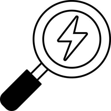 Üzerinde yıldırım olan bir büyüteç.