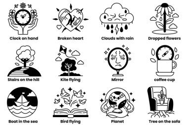 Duygular ve hayal gücü kavramının çizgili hali.