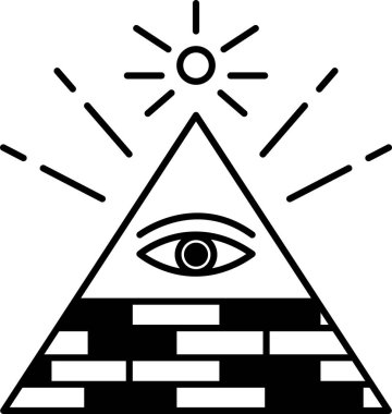 Ortasında mavi göz olan bir piramit.