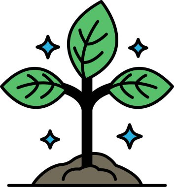 Üzerinde üç yaprak ve bir yıldız olan yeşil yapraklı bir bitki. Büyüme kavramı ve yeni başlangıçlar