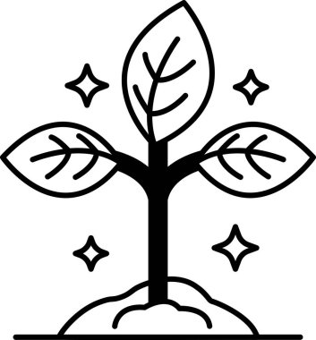 Üzerinde üç yaprak ve bir yıldız olan yapraklı bir bitki.