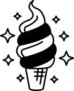 Dondurma külahı gökkuşağı kıvrımlı ve alevli.