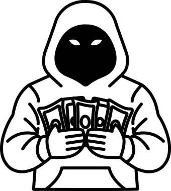 Bir çizgi film karakteri elinde büyük miktarda para tutuyor.