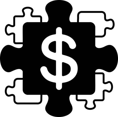 Ortasında dolar işareti olan bir yapboz parçası.