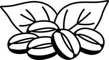 Yaprağın üzerindeki kahve çekirdeklerini yakından çek.