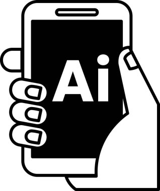 Üzerinde Al yazan bir cep telefonunu siyah beyaz çizgi şeklinde tutan bir el.