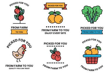 Çizim tarzında bir sebze ve meyve dükkanı kavramında bir çizim seti