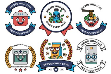 Çizim tarzında bir yiyecek dükkânı kavramında bir dizi çizim