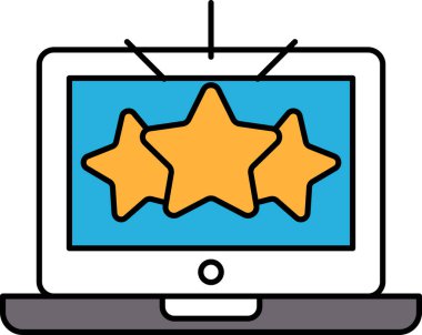 Bir dizüstü bilgisayar ekranında her biri ekranın ortasında parlayan üç yıldız var. Yıldızlar sıra sıra dizilmiş, ortadaki ise diğerlerinden biraz daha büyük.