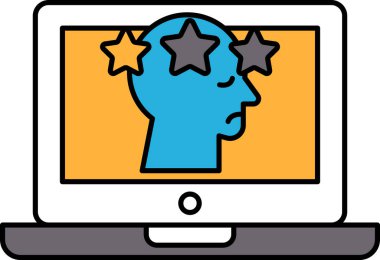 Mavi başlı ve üç yıldızlı bir bilgisayar ekranı. Başı eğik vaziyette, yıldızlar etrafa saçılmış durumda. Üzüntü ya da hayal kırıklığı kavramı