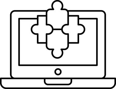 Laptop ekranında bir yapboz parçası gösteriliyor. Takım çalışması ve işbirliği kavramı, yapboz parçalarının bir araya gelerek tam bir tablo oluşturması anlamına geliyor. Sahne olumlu ve teşvik edici.