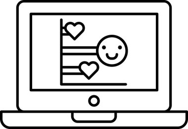 Bir dizüstü bilgisayar ekranı, gülen bir yüz ve bir dizi kupa. Görüntü olumlu ve mutlu bir ruh hali sunuyor, muhtemelen iç açıcı bir mesaj ya da bir kutlama.