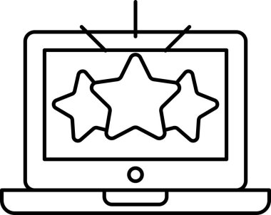 Üzerinde üç yıldız olan bir dizüstü bilgisayar ekranı. Yıldızlar eşit aralıklı ve hepsi aynı yöne bakıyor. Başarı veya başarı kavramı, üç yıldız yüksek bir puan veya puanı temsil ettiği için