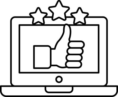 Onaylı ve üç yıldızlı bir dizüstü bilgisayar ekranı. Görüntü olumlu bir onay ve tatmin mesajı iletiyor.