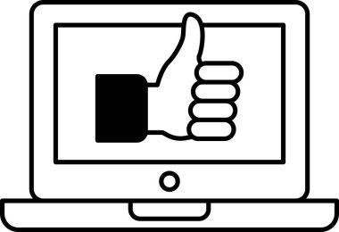 Bir dizüstü bilgisayardaki işaret panosunun siyah beyaz görüntüsü. Görüntü olumlu ve cesaret verici bir mesaj iletiyor, kullanıcının bir şeye veya birine onay veya destek verdiğini düşündürüyor