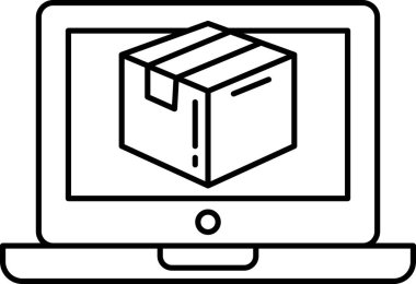 Bir dizüstü bilgisayar ekranında bir kutu gösterilir. Kutu siyah ve beyaz. Kutu açılmadı.