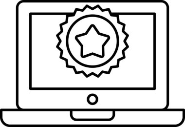 Üzerinde yıldız etiketi olan bir dizüstü bilgisayar. Yıldız etiketi dizüstü bilgisayarın ekranına yerleştirilir.