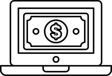 Üzerinde bir dolarlık banknot olan bir laptop ekranı. Dolar banknotu siyah beyaz.