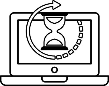 Üzerinde saat olan bir dizüstü bilgisayarın siyah beyaz görüntüsü. Saat 11: 00 'e ayarlandı.