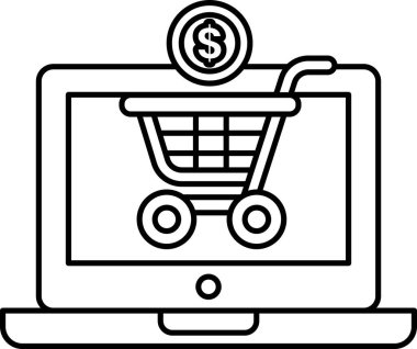 Üzerinde dolar işareti olan bir alışveriş arabasının siyah beyaz görüntüsü. Alışveriş anlayışı ve paranın değeri