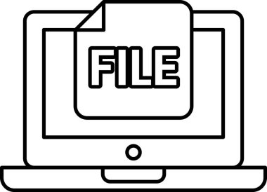 Üzerinde dosya simgesi olan bir laptop ekranı. Dosya simgesi siyah ve beyaz