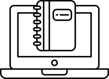 Üzerinde kitap olan bir laptop. Kitap açıldı ve sayfalar çevrildi. Laptop beyaz bir arkaplanda.