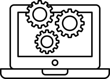 Dizüstü bilgisayardaki üç vitesin siyah beyaz çizimi. Dişlilerin hepsi farklı boyutlarda ve hepsinin birbiriyle bağlantılı olduğunu gösteren bir şekilde sıralanmış.