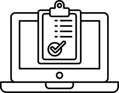 Üzerinde kontrol listesi olan bir laptop ekranı. Kontrol listesi bir çekle işaretlenmiş. Organizasyon ve verimlilik kavramı