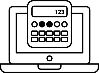 Bir dizüstü bilgisayarda bir hesap makinesi görüntülenir. Hesap makinesi siyah beyaz.
