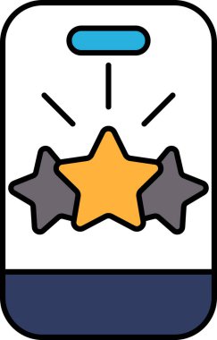 Üzerinde üç yıldız olan bir telefon. Yıldızlar sarı ve telefon beyaz.